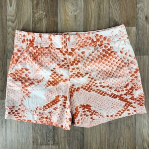 Calvin Klein Womens Orange Snake Print Shorts‎ Size 8 Cotton Spandex Tailored
